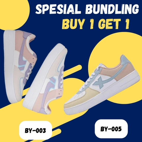 Koekita - Paket Bundling Buy 1 Get 1 Sepatu Kets Sneakers Pria Dan Wanita New Trendy BY-03 & BY-05
