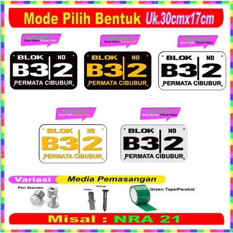 Pusat Advertising - Nomor Rumah Acrylic Minimalis Persegi Panjang No Akrilik Ukuran 30cm x 17cm