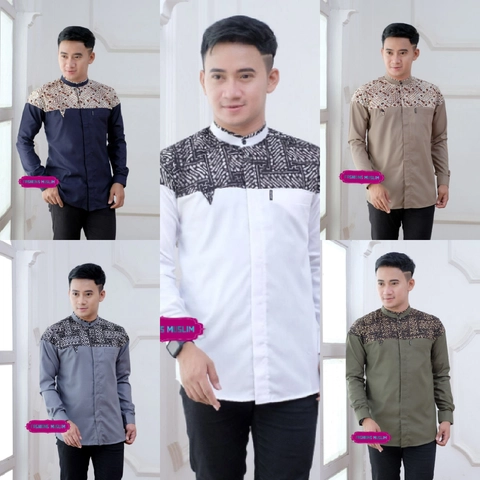 Kois Batik - BAJU MUSLIM LENGAN PANJANG KOKO KOMBINASI BATIK FARKHAN