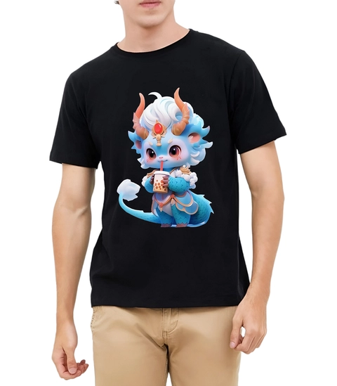 astro - Kaos Pria Gambar 3Dimensi Naga Biru Minum