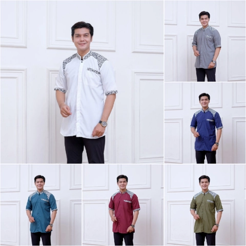 Juragan Kurta - Baju Koko Pria Muslim Modern Simpel Motif suliwa