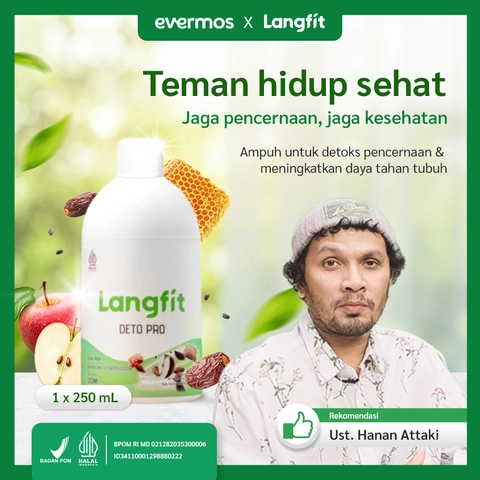Langfit - Deto Pro Cuka Apel + Madu Stevia Probiotik Chia Seed 1 Botol