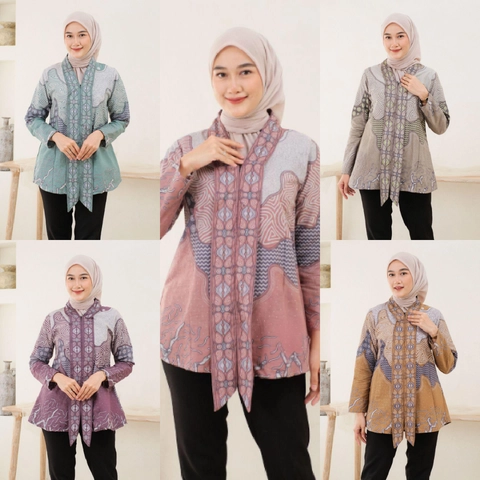 Ks muslim fashion - Atasan Baju Wanita Baju Kerja Kekinan Blouse Modern Motif syakira