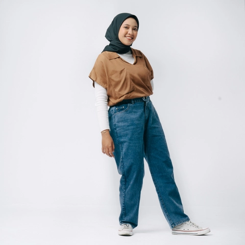 MKY Clothing - BOYFRIEND TAPERED JEANS WANITA BIRU