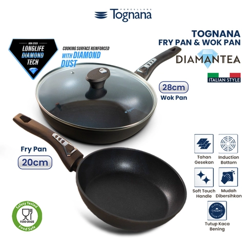 Asta Homeware Official - Tognana Italy Bundle Frying Pan 20 cm dan Wok 28 cm Premium Cookware