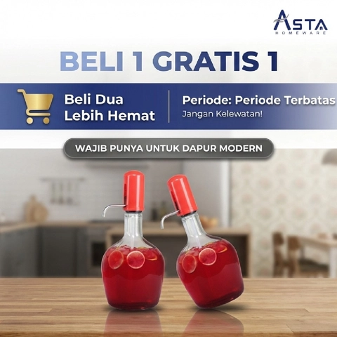 Asta Dispenser Air Minum Kaca Infused Water Jug Hand Pump 3900 ml