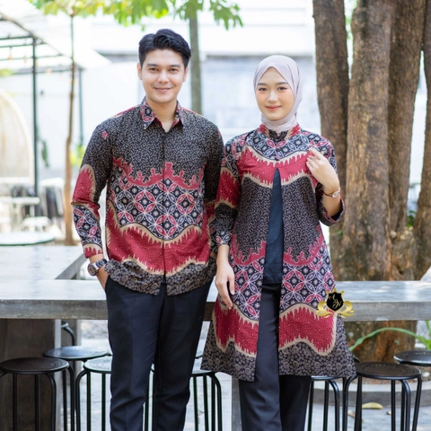 Kois Batik - Batik Couplen Kemeja Dan Tunik Motif shafa marun