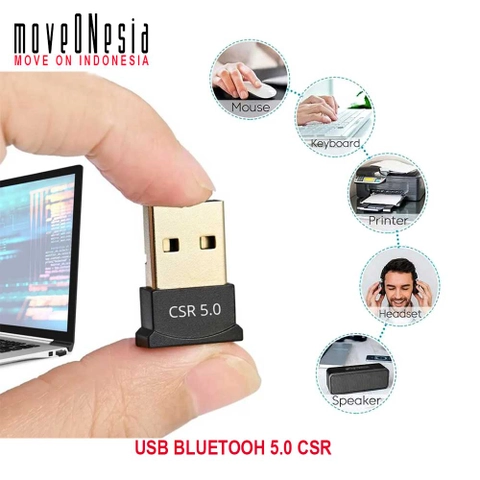 Moveonesia - USB Bluetooh 5 CSR Dongle Mini Eksternal Adapter Transmitter Audio V5 Komputer Laptop Receiver K