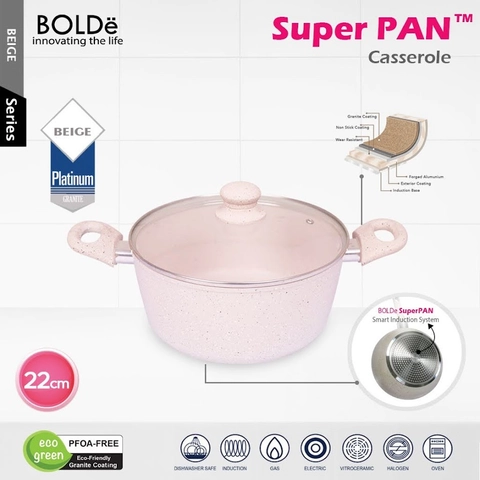 UTAMAMEGA - Bolde Casserole 24CM Pot Super Pan Black Pink Anti Lengket