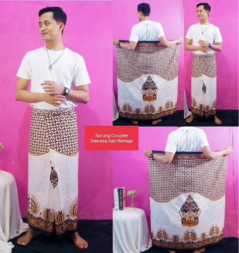 Kois Batik - Sarung keluarga couplen Dewasa dan anak remaja putih semar