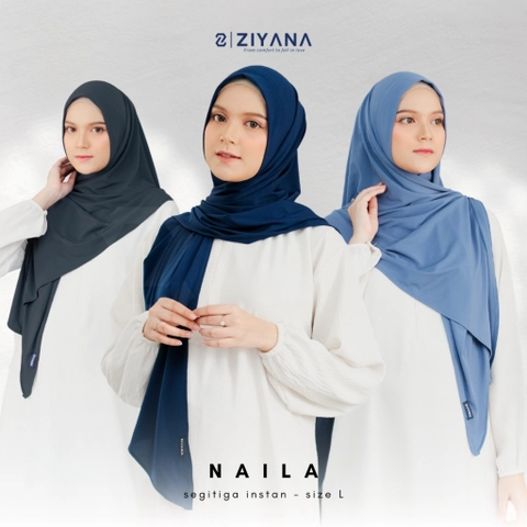 Ziyana Hijab - Hijab Segitiga Instan Jersey Size L Naila