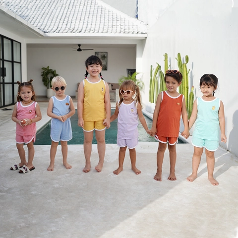 Kiddiposh - Baju Set Anak Retro Singlet Set Unisex by Lala Koala