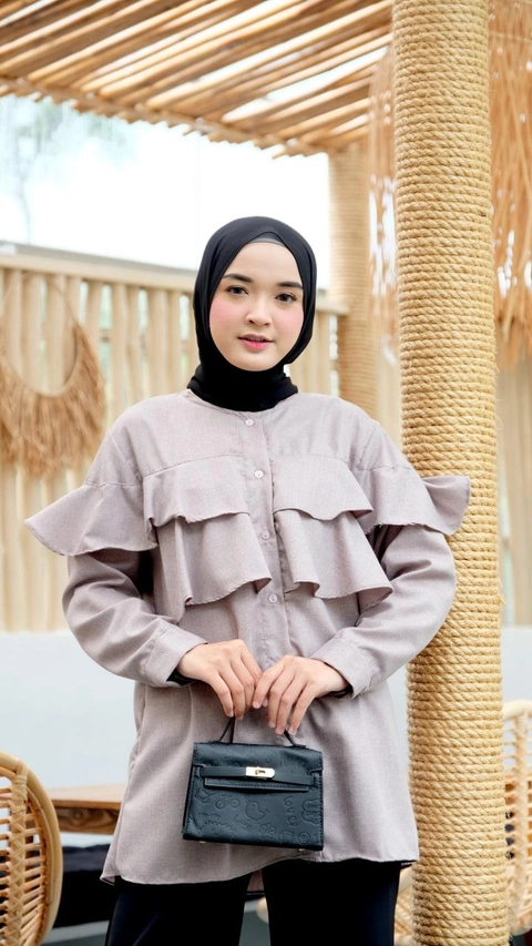 Halika - Atasan Kemeja Wanita Pavati Choco