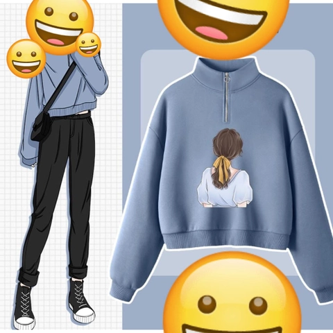 ALUS - Sweater Wanita Casual Girl Simple Turtleneck Bahan Fleece