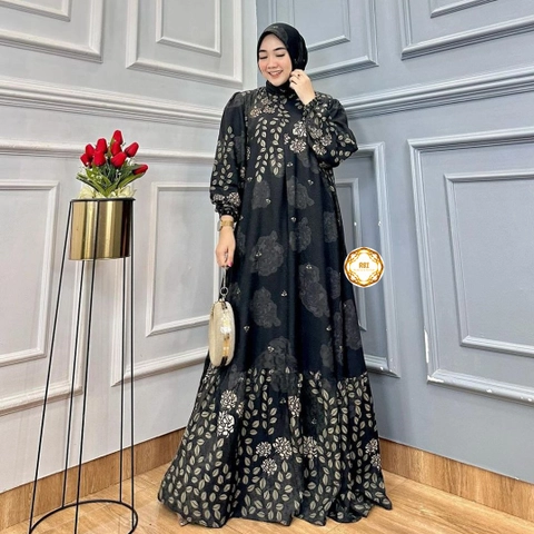 Rambe Batik Indonesia - Gamis Etnik Bahan Rayon Diamond Mix Twill Kualitas Premium Jahitan Rapi