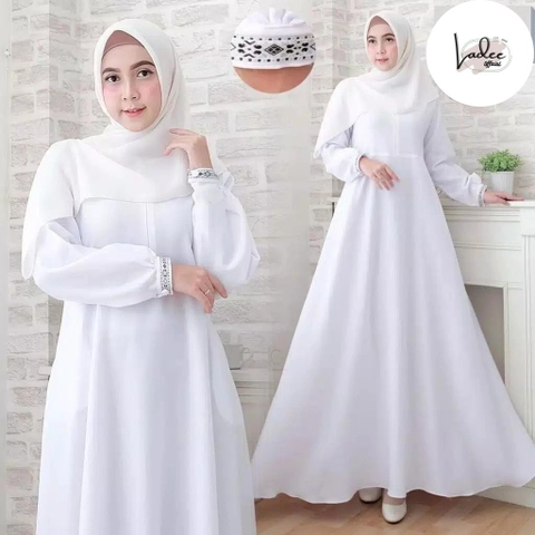 Ladee Official - Gamis Muslimah Polos Motif Gelang Lengan