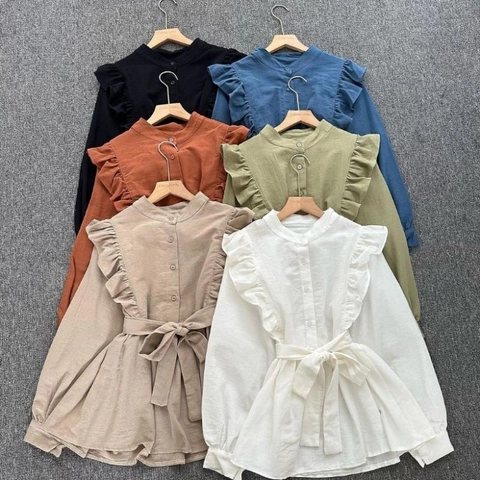 MEQA DAILY - MEGA DAILY Fuji Blouse Ruffle Premium Kemeja Atasan Wanita Crinkle