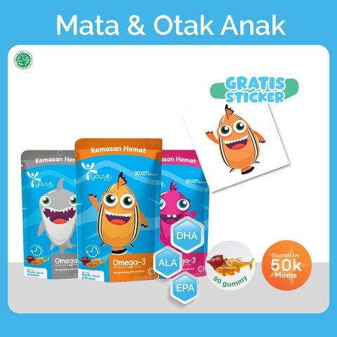 Youvit - Youvit Omega-3 Anak Pouch 90 Hari untuk Otak & Mata Anak GRATIS Stiker