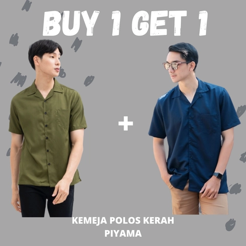 MALLVOSE - [Buy 1 Get 1] MALLVOSE - KEMEJA PRIA LENGAN PENDEK KERAH POLA PIYAMA