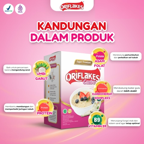 Oriflakes - Gaztro Sereal Umbi Garut Sachet 150gr Aneka Rasa BPOM Halal Asam Lambung Gerd