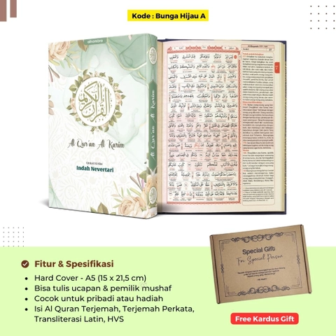 Pustaka Arafah - (PO) Al Quran Custom Terjemah Perkata Latin HC A5 Seri Bunga