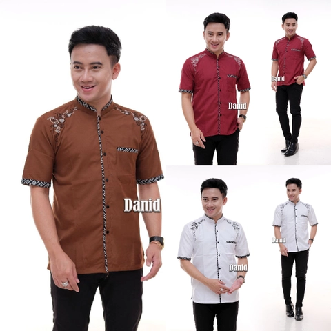 Batik Alfin - Baju koko batik kombinasi bordir Lengan pendek keren banget koko dewasa danid