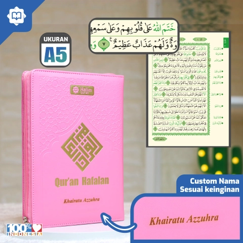 Halim Quran - QURAN HAFALAN A5 RESLETING PRAKTIS DAN MUDAH DIBAWA + CUSTOM NAMA TANPA PO