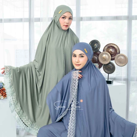 Sakura Baru - Mukena Aqiqah Penutup Dagu Renda Jarsey Renda Jumbo