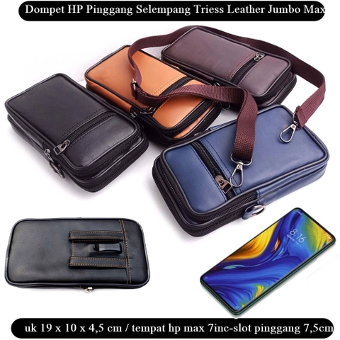 Lanc Fashion - Dompet Pinggang Organaizer 2 Hp Kulit Triess Jumbo Selempang