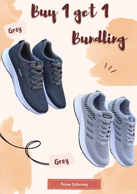 Koekita - Paket Bundling Buy 1 Get 1 Sepatu Pria Sneakers Casual Jhon KC01 & Sport Fs-06