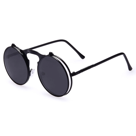 RAYATORY - Kacamata Hitam Round Vintage Steampunk Sunglasses