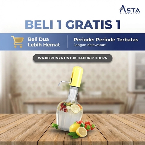 Asta Dispenser Air Minum Kaca Infused Water Jug Hand Pump 2000 ml