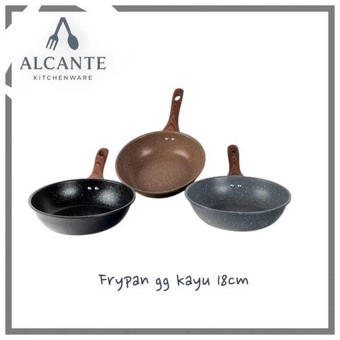 Alcante - Frypan Teflon Bintik Gold Gagang Kayu
