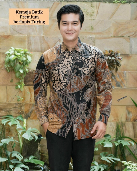 Juragan Kurta - Kemeja Batik Pria Berlapis Furing Sangat Nyaman Dipakai Motif Cap coklat