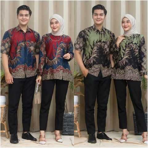 Ks muslim fashion - Atasan Batik wanita dan pria blous dan hem couple terbaru motif bara api