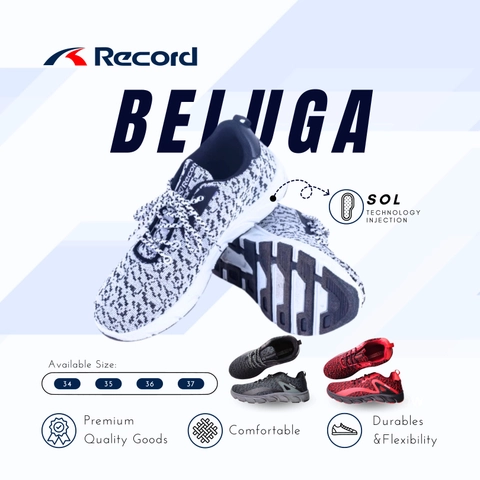RECORD BELUGA I Sepatu Sneaker I Sepatu Sport I Sepatu Pria - Size M (34-37)