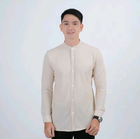 MR DEE - Kemeja panjang mandarin pria cream
