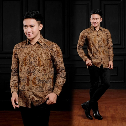Kois Batik - Batik pria dewasa kemeja lengan panjang motif mataram