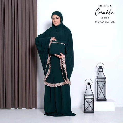 Alifa Shop - Mukena Crinkle Air Flow Premium/Mukena Travel/Mukena Dewasa/Mukena Renda/Mukena Putih