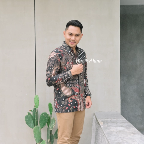 Batik aluna - Baju batik pria lengan panjang full furing batik kerja kondangan batik aluna 118