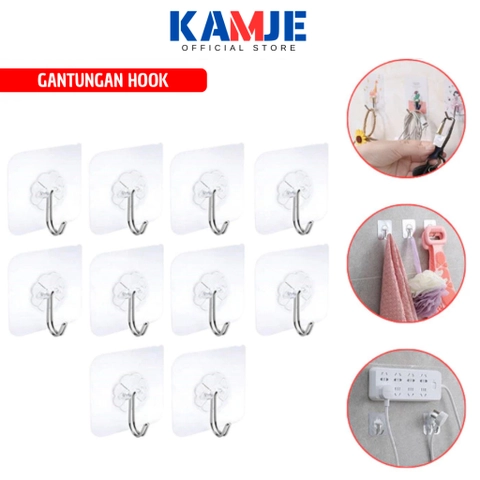 KAMJE Gantungan Hanger Baju Rak Tempel Dinding Cantolan Barang Magic Hook Serbaguna KMJ078