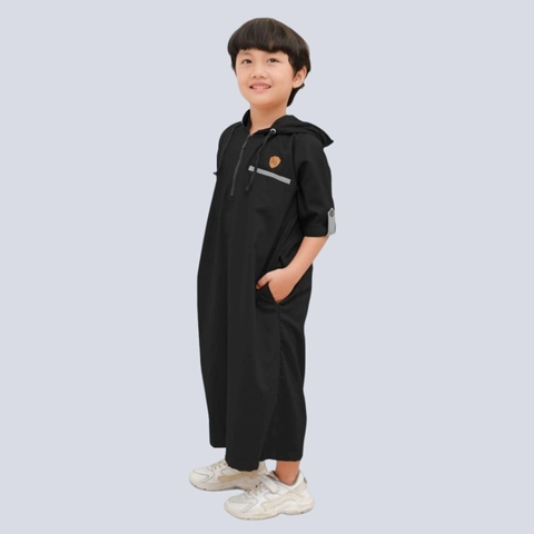 Kawan Muslim - Jubah Hoodie Anak Laki Laki Usia 1-14 Tahun Warna Hitam Coklat Maroon (KM8)
