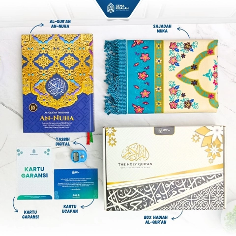 Gema Risalah - Hampers Set Ibadah Quran AnNuha Tajwid Warna Terjemah Sajadah Turki Premium Anti Slip