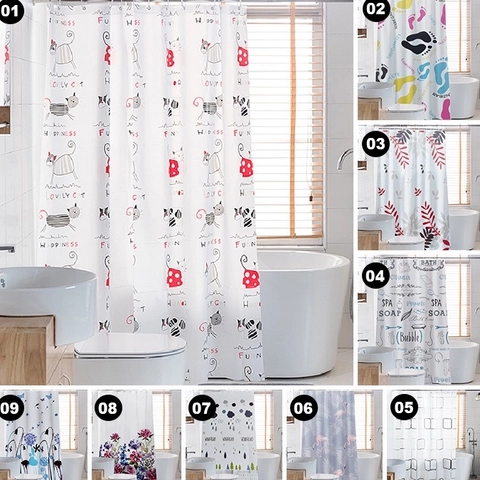 Blooming_Deal - Shower Curtain Tirai Kamar Mandi PEVA Anti Air Dilengkapi Ring Pengait 180 x 180 cm