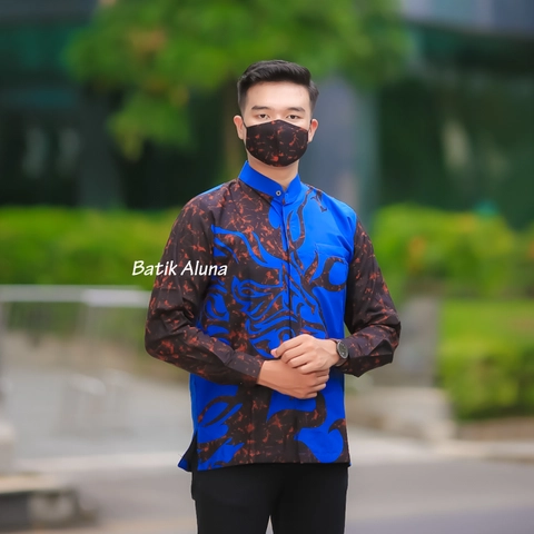 Batik aluna - Mb04 Baju koko pria lengan panjang kemeja batik pria lengan panjang premium