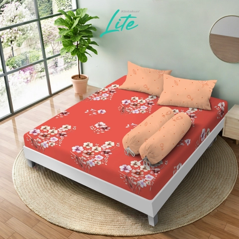 Kintakun - Kintakun LITE Sprei Set 160 x 200 Fitted T30 cm Minimalis Flower Aesthetic Microfiber