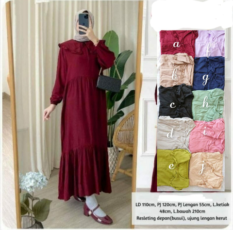 Fisky Collection - Midi Dress Rayon Polos Premium (Buy 1 get 1 Mini Gold)