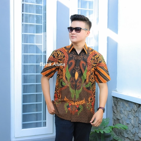 Batik aluna - Kemeja batik pria lengan pendek premium baju batik pria full furing
