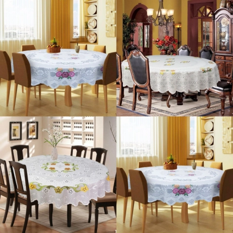 Dylan 19 [TA] - Dylan 19 - Taplak meja makan putih bunga timbul