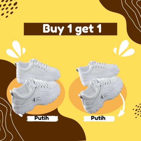 Koekita - Buy 1 Get 1 Sepatu Kets Sneakers Wanita Sport Nhtevia GM-01-Putih